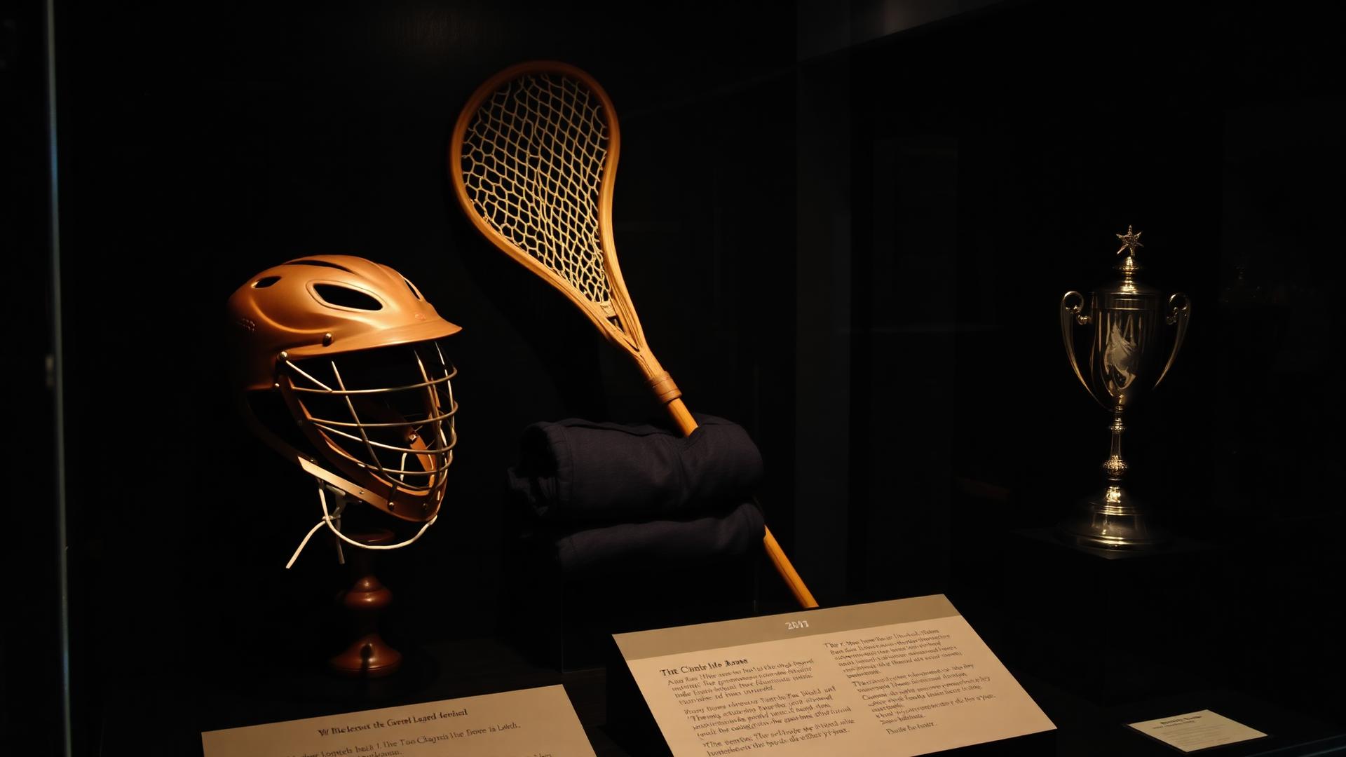 Vintage lacrosse memorabilia on display